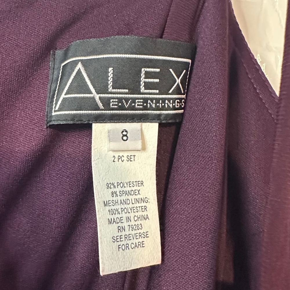 Alex Evenings Tiered Ruffle Evening Maxi Dress Size 8 Purple Bridesmaid Formal - Picture 5 of 12